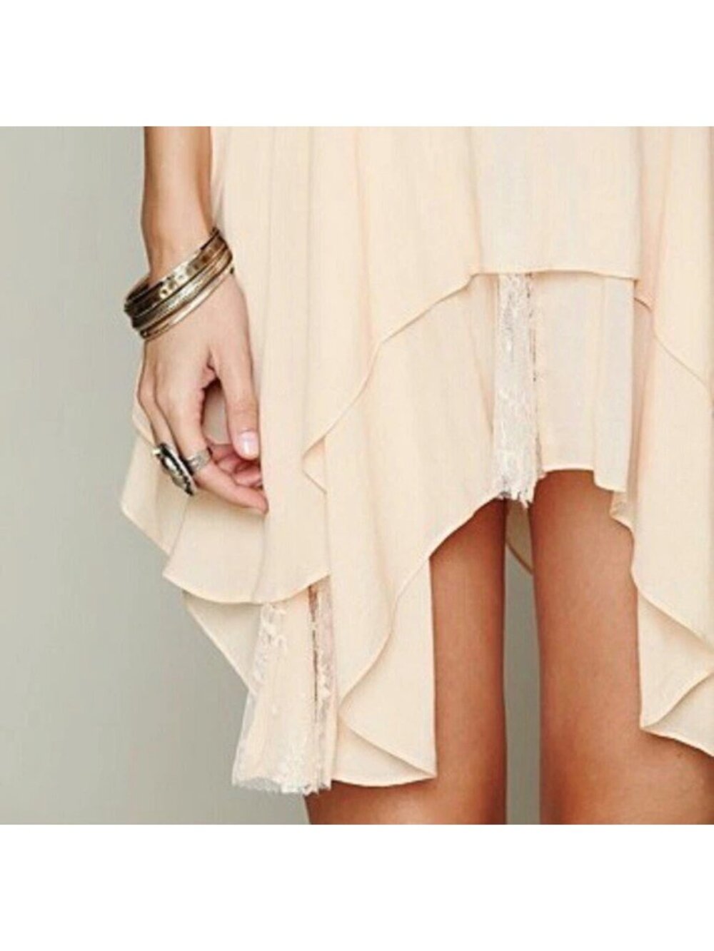 RARE Free People Pieced Together Mini Slip Dress L | Boho Grunge Fairycore Indie - Picture 6 of 17
